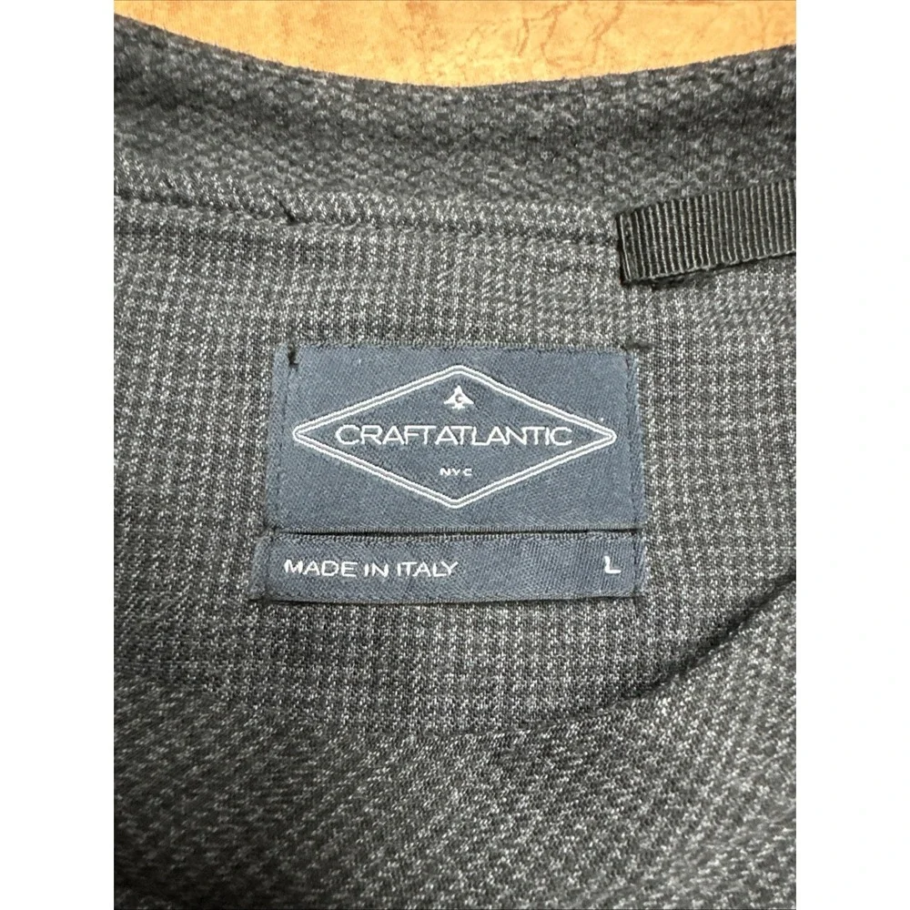 Craft Atlantic Men's Sweater Sz Large Gray Wool Blend Italy Made Zip Pockets‎